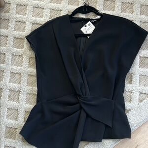 Zara Black Twist Front Blouse